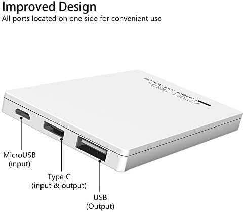 Ultra-Slim Dual USB Power Bank – 3000 m Ah Portable Charger with Fast Charging for Smartphones & Tablets – Lightweight Emergency Battery Pack for On-the-Go Power Solutions (White)