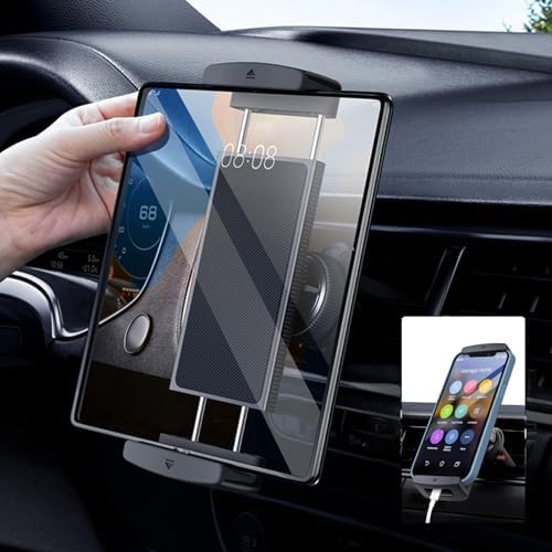 Revolutionize Your Roadtime with the 360° Rotatable Car Phone & Tablet Mount – Universal Holder for Samsung Galaxy Z Fold, i Pad Mini, Pro & Pixel Fold – Secure Dashboard Cradle for 4-12.9″ Devices, Enhanced Stability & Effortless Installation for Safe Navigation and Streaming on the Go