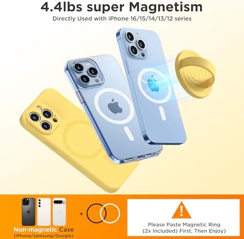 Upgraded Magnetic Phone Grip for i Phone: Premium Silicone Loop Holder with Mag Safe Compatibility – Ergonomic 360-Degree Stand, Non-Slip Design in Sleek Black for Enhanced Comfort and Secure Handling on i Phone 16/15/14/13/12 Pro Max/Plus