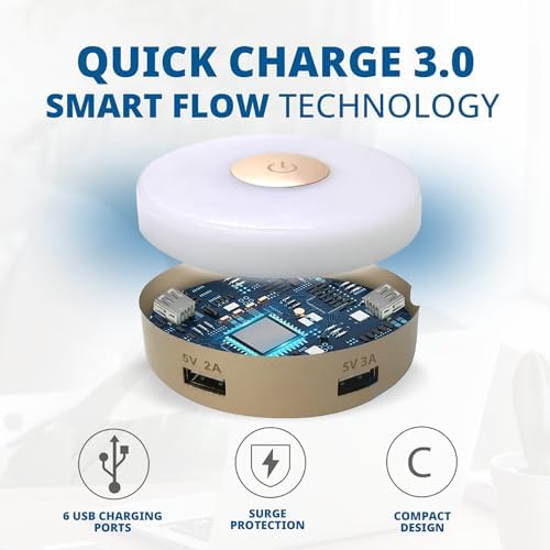 Revolutionary 6-Port USB Charging Hub with Quick Charge 3.0 – High-Efficiency Multi-Device Power Station for Smartphones, Tablets, and Smartwatches – Ultimate Rapid Charging Solution for Home and Office with Advanced Surge Protection and Modern Aesthetic Design