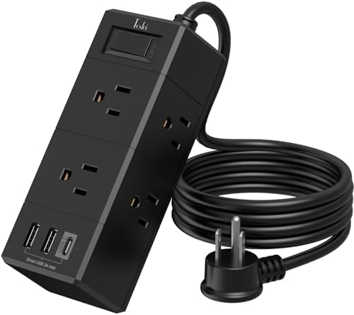15 Ft Flat Plug Power Strip with 6 AC Outlets and 3 USB Ports – Tcstei Compact Extension Cord for Home, Office, and Dorm Room – Versatile ETL Certified Power Solution with Fast Charging and Space-Saving Design