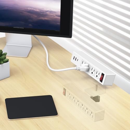 Ultimate Under-Desk Power Management Hub: Dual Layer Desk Clamp Surge Protector with 10 AC Outlets & 3 Fast USB Ports (20 W USB-C), 6 Ft Extension Cord for Efficient Office & Home Charging – ETL Listed for Enhanced Safety and Reliability