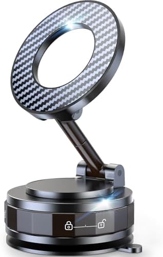 Ultra-Suction Magnetic Phone Holder for Mag Safe – 89+ lbs Grip & 3200 gf Magnetic Force – 360° Adjustable Mount for i Phone & Android Devices – Versatile Hands-Free Car, Gym, or Mirror Use – Durable Black Design for Safety and Convenience