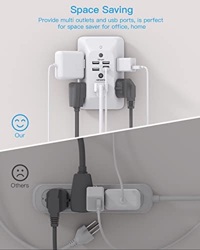 HANYCONY Versatile Black Outlet Extender with USB-C and Night Light – 4-Port Surge Protector Power Strip for Fast Charging in Home, Office, and Dorm Settings – Maximize Device Compatibility and Safety