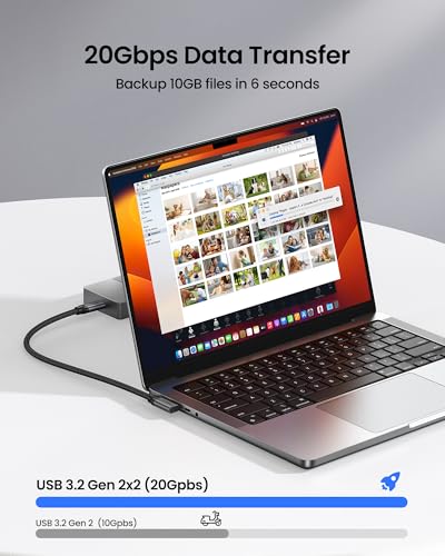 Silkland 20Gbps USB C Data Cable Right Angle, Short 1.6FT 90 Degree USB C 3.2 Gen 2×2 High Speed Data Transfer Cable, 5K/4K 60Hz Monitor Cable, 240W PD, Type C Data Compatible for SSD, Hub, Dock,eGPU – Enhanced Compatibility and Speed