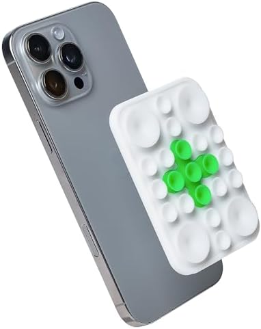 Revolutionary Magnetic Suction Phone Mount for Seamless Content Creation and Fitness | The Clingy Thingy – Mag Safe Compatible Holder for i Phone 16/15/14/13/12 in Elegant White/Green – Experience Unmatched Hands-Free Versatility with Superior Grip and Ultra-Portable Design