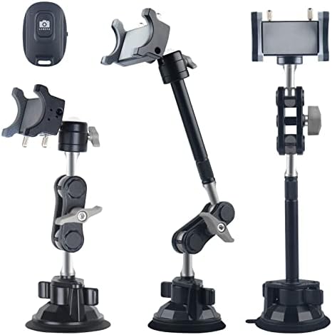 Leepiya 360-Degree Adjustable Car Phone Mount with Remote Control – Universal Suction Cup Holder for Seamless Video Recording and Navigation – Enhanced Compatibility for Smartphones – Ideal for Hands-Free Calls and Documenting Your Journey