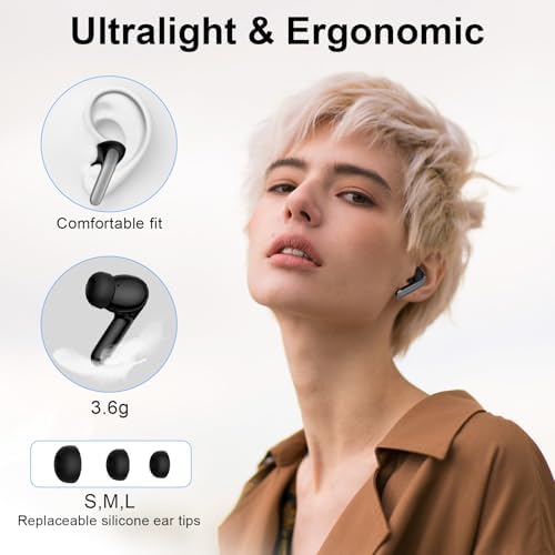 Advanced Bluetooth 5.3 Waterproof Earbuds – Unmatched 60-Hour Battery Life for Active Lifestyles – Seamless Compatibility with Samsung Galaxy S25/S24/S23/S22 & i Phone 16/15/14 – Real-Time LED Battery Indicator and Built-In Microphone for Enhanced Communication – Ergonomic Fit for Comfort During Workouts and Daily Use