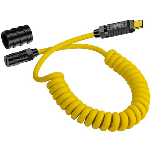 Premium Poyiccot Coiled USB C to USB C Cable – 140 W Power Delivery, 20 Gbps High-Speed Data Transfer, 8 K Video Output | Durable Spring Design for Tangle-Free Travel | Perfect for i Phones, Mac Books & More | 5 ft Length for Effortless Organization and Versatile Use