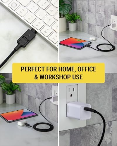 Scosche CCi4 B4 PWT 4 FT 2-in-1 Braided USB-C to Lightning & USB-C Charge Cable – Universal Fast Charging Cord for i Phone, i Pad, Galaxy & More – Durable Multi-Device Sync Solution for Home and On-the-Go Convenience