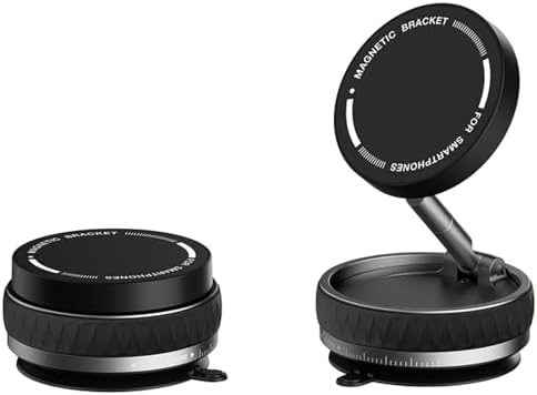 2025 Premium Vacuum Magnetic Phone Holder – 360° Rotatable Car Mount with 89 LB Suction Cup for i Phone & Android, Ideal for Gym and Mirror Use, Sleek Black Design with Superior Magnetic Strength and Universal Compatibility