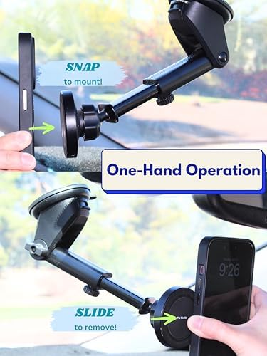 Mag Safe-Compatible Cup Holder Phone Mount – Ultra-Strong Magnetic Phone Holder with Flexible Gooseneck, Expandable Base for Secure Fit in Any Vehicle, Perfect for i Phone, Galaxy, and Pixel – Enhance Your Driving Safety and Convenience