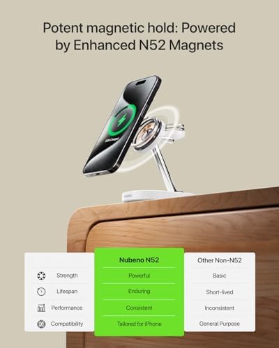 Effortless 3-in-1 Fast Charging Station for i Phone 16/16 Pro/16 Pro Max – Magnetic Wireless Charger Stand for i Phone, Apple Watch & Air Pods – Sleek, Compact Design with Mag Safe Technology for Optimal Efficiency and Safety – Perfect for Home, Office, and Travel