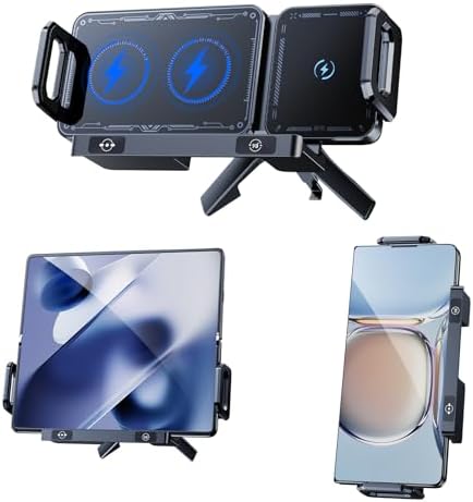 Transform Your Driving Experience with the Z Fold 6 Wireless Car Charger: Rapid 5 W to 15 W Charging, Intelligent Auto-Rotating Sensor for Perfect Viewing Angles, Universal Compatibility with Samsung Galaxy Z Fold Series, Google Pixel 9 Pro, and i Phone 16 Pro Max – Redefine Convenience and Durability with a Sleek, Modern Design for On-the-Go Power Solutions