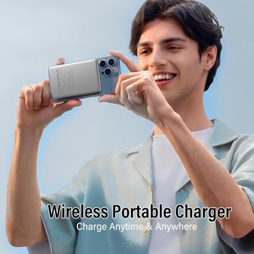 Magnetic Ultra-Slim Wireless Power Bank – 5000 m Ah Fast Charging Portable Charger for i Phone 16/15/14/13/12 Pro Series with 20 W PD, Secure Detachable Lanyard, and Lightweight Design for Effortless On-the-Go Use – Ideal for Travel and Outdoor Activities