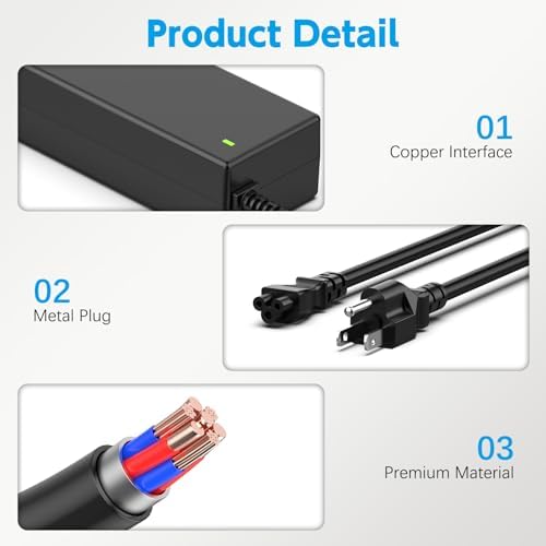 HP 65 W AC Adapter & Monitor Power Cord: Optimal Power Solution for 20″ to 27″ Displays – Enhance Performance with Durable, Lightweight Design for IPS LED Backlit Monitors – Essential Power Supply for Seamless Connectivity and Extended Monitor Lifespan