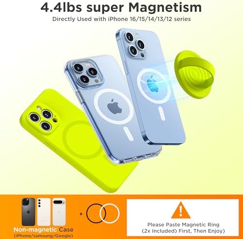 Transform Your i Phone Experience with the Neon Yellow Magnetic Phone Grip – Perfectly Engineered for Mag Safe Compatibility, Ergonomic Silicone Comfort, and Versatile Removable Loop Design for Effortless One-Handed Operation on Pro Max/Plus/16/15/14/13/12 Models – A Stylish Blend of Functionality and Contemporary Aesthetics