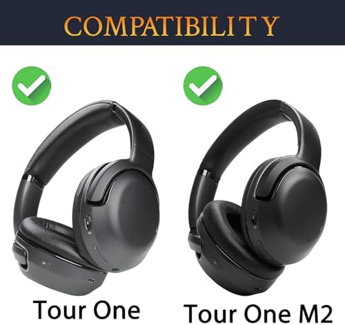 Elevate Your Audio Experience with SOULWIT Premium Replacement Ear Cushions for JBL Tour One & Tour One M2 – Luxurious Protein Leather Earpads with Noise Isolation Foam for Unmatched Comfort and Sound Clarity – Stylish Black Finish Ideal for Music Enthusiasts and Professionals