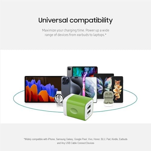 AILKIN Dual Port USB Wall Charger 2-Pack – 2.1 A Fast Charging Adapter for i Phone 15/14/13/12/11 Pro, Samsung Galaxy S23/S22/S21 – Compact Power Block with Quick Charge Technology – Universal Compatibility & Safety Features for Home and Travel