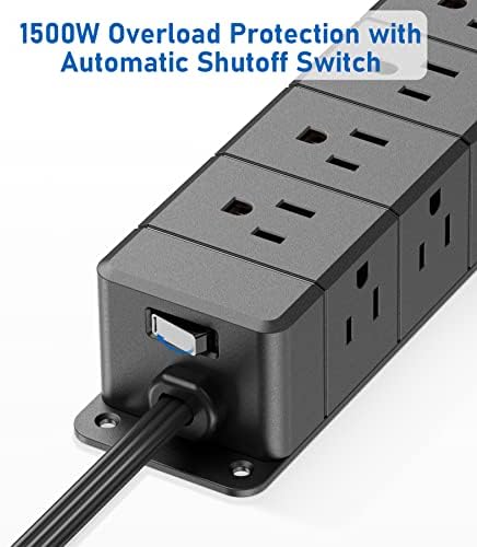 Maximize Workspace Efficiency with the 45 W USB-C Fast Charging Power Strip – 12 Outlets, 4 USB Ports, 1200 J Surge Protection, and 6 FT Flat Extension Cord for Seamless Under Desk Mounting and Enhanced Device Compatibility