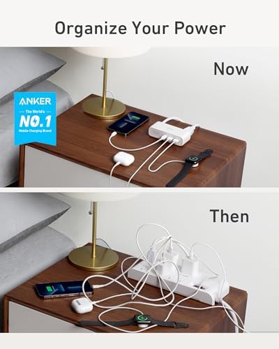 Anker 521 Power Strip Charging Station – 3 AC Outlets & 30 W USB-C Charger for Fast, Efficient Power Delivery | Ideal for Home, Office, Dorm, and Travel | Versatile 5 ft Extension Cord for Enhanced Flexibility | Compatible with i Phone 16/15 and More Devices