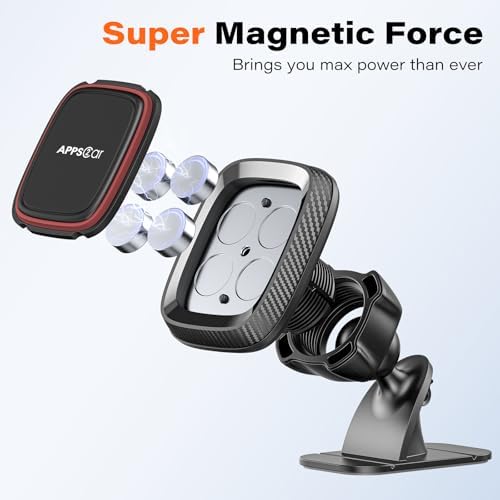 Dual Pack Magnetic Car Phone Holder – APPS2 Super Strong Adhesive Dashboard Mount for i Phone & Samsung – Ultimate Stability & Seamless Connectivity for Safe Driving – Effortless Installation & Enhanced Compatibility for All Smartphones – Designed for Modern Drivers