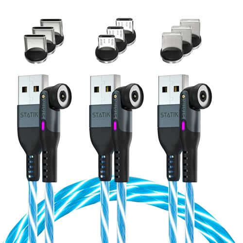 Enhance Your Charging Efficiency with the Statik 360 Magnetic 3-in-1 Cable – Versatile 6 FT Length, Rapid 3 A Power Delivery, Glo Bright Indicator for Effortless Low-Light Connectivity and Universal Device Compatibility