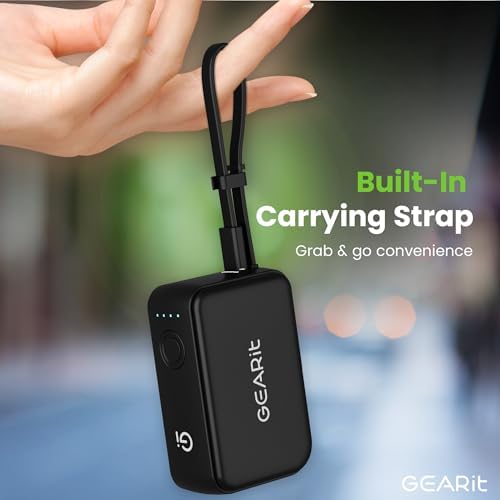 GEARit 3-in-1 Ga N Portable Charger: 5,000 m Ah Power Bank with Integrated USB-C Cable & Foldable AC Plug for Effortless Travel Charging – 33 W Rapid Power Delivery for All Devices