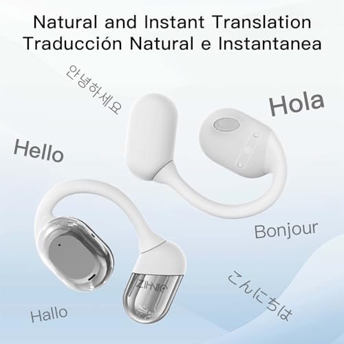 ZIHNIC Wireless AI Translation Earbuds – 4-Mode Real-Time Language Interpretation, Ergonomic Comfort Fit for Extended Use, IPX5 Waterproof Protection, Bluetooth 5.0 for i OS & Android – Perfect for Global Travelers and Professionals – Superior Sound Quality and Versatile Connectivity