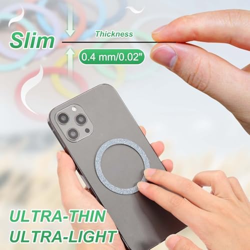 Enhance Your Wireless Charging Experience with PATIKIL 8-Piece Universal Magnetic Adapter Ring Set – Ultra-Thin Nickel-Iron Alloy Stickers for Optimal Phone Case Magnetization – Secure Your Device with Green Adhesive Rings for Car Mounts, Phone Grips, and Stands – Compatible with TPU/PC Cases, Easy Installation, Perfect for Tech-Savvy Users.