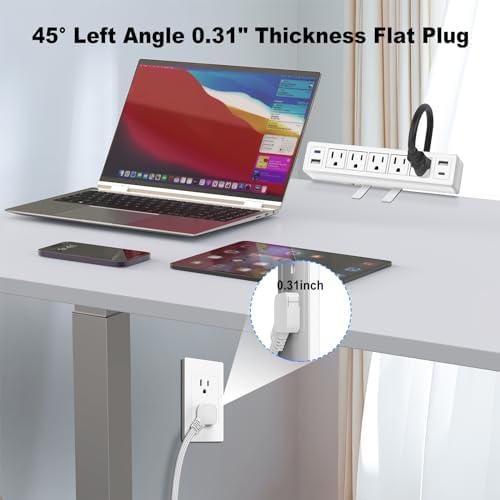 40 W Fast Charging Desk Clamp Power Strip with 4 PD20 W USB Ports and 5 Outlets – 1200 J Surge Protector for Enhanced Device Safety – Perfect for Home Offices, Workshops, and Gaming Stations – Durable Design for Easy Attachment to 1.65” Thick Tabletops