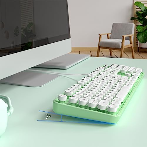 Retro-Inspired Full Size Typewriter Keyboard with Number Pad – Wired USB Keyboards for Windows 7, 8, 10, 11 | Enhance Your Typing Experience with Classic Charm and Modern Efficiency | Perfect for Home and Office Use