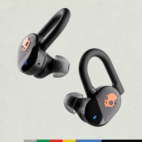 Skullcandy Push Play Active Wireless Earbuds – Premium Bluetooth Headphones with Advanced Noise Isolation, 34-Hour Battery Life, Ultra-Secure Over-Ear Fit, Sweat & Water Resistant, Integrated Microphone for Seamless i Phone & Android Use – Trendy Preppy Blue for Dynamic Lifestyles