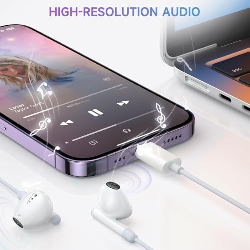 High-Quality Dual-Pack Wired Earbuds for i Phone – Lightweight Earphones with Integrated Microphone, Effortless Volume Control, and Superior Noise Reduction – Compatible with i Phone 14/13/12/11/XR/XS/X/8/7/SE/Pro/Pro Max – Ultimate Comfort and Exceptional Audio Performance for Everyday Use