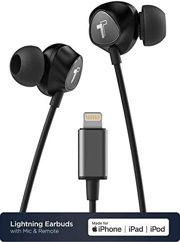 Thore V110 MFi Certified Braided Lightning Earbuds for i Phone – Sweat & Water-Resistant In-Ear Headphones with Built-in Mic and Volume Control – Perfect for Active Lifestyles and Seamless Connectivity with i Phone 12/13/14 Pro Max – Stylish Red Design for Enhanced Durability and Comfort