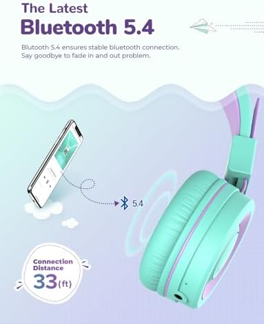 Stylish Pink i Clever BTH02 Kids Bluetooth Headphones – Unmatched 93-Hour Playtime, Lightweight & Foldable Design for Easy Portability, Fast Type-C Charging, Advanced Bluetooth 5.4 Connectivity, Safe Volume Limiting for Young Learners, Perfect for Music, Audiobooks, and School Use – Your Child’s Ultimate Audio Experience