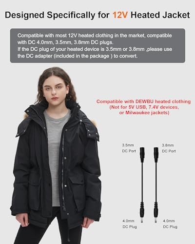 High-Capacity 12 V 18400 m Ah Heated Jacket Battery Pack – Versatile Rechargeable Power Bank with DC/USB/Type-C Outputs & LED Display for Ultimate Cold Weather Comfort – Perfect for Heated Jackets & Pants – Lightweight & Durable Design for Outdoor Enthusiasts