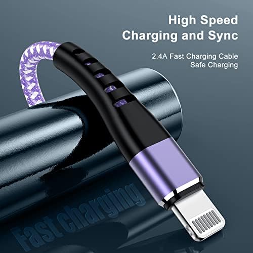 Essri 10 FT Nylon Braided i Phone Charger Cord 2-Pack – Fast Charging Lightning Cable for i Phone 14, 13, 12, 11, X, XS, XR, and 15 – Durable Blue 10 Foot Charging Solution for Ultimate Convenience and Style