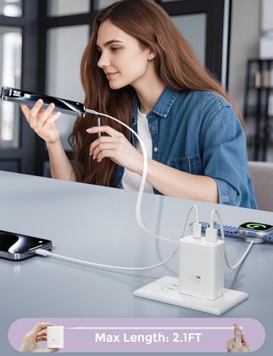 Power Up Anywhere: 30 W Retractable Wall Charger with USB-C Cable – 3-in-1 Travel Essential for i Phone 15/16, i Pad, LG & Samsung Devices – Fast Charging Dual USB Ports for Ultimate Efficiency and Portability