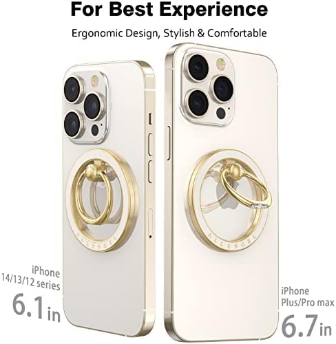 Allengel Bling Silver Magnetic Phone Grip – Stylish Mag Safe-Compatible Ring Holder & Kickstand for i Phone and Smartphones – 360-Degree Rotation, Secure Grip, and Elegant Design for Effortless Hands-Free Experience