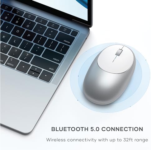 Satechi M1 Wireless Bluetooth Mouse – USB-C Rechargeable, Sleek Compact Design for Mac & Windows, Ultimate Portability for i Phone, i Pad Pro, Mac Book & More – Stylish Silver Finish for Effortless Connectivity and Comfort