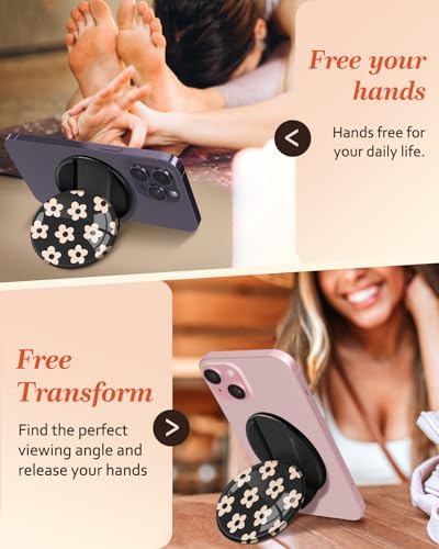Chic Mushroom Mag Safe Phone Grip for Women – Trendy Ring Kickstand Holder for i Phone 16/15/14/13/12 Series – Stylish, Secure, and Functional Accessory for Texting, Selfies, and Streaming – Lightweight, Durable Design for Everyday Use