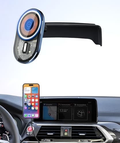 Wireless Charging car Phone Holder for BMW X3 2018-2021/BMW X4 2019-2021 Accessories 10.25/10.3-inch Screen Fixed Clip,360° Rotation car Phone Mount Compatible with MagSafe – Enhanced Compatibility and Speed