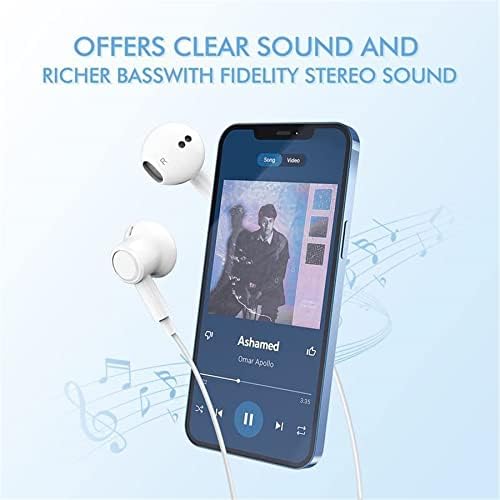 Premium Wired Earbuds for i Phone – Dual-Pack Hi-Fi Stereo Headphones with Integrated Microphone, Volume Control, and Noise Isolation Technology, Ideal for Crystal-Clear Calls and Immersive Audio Experience on i Phone 14/13/12/11/XR/XS/X/8/7/SE, Superior Comfort for Daily Use and Versatile Listening