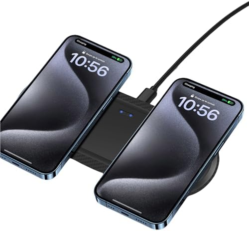 Dual 20 W Fast Wireless Charging Pad for Samsung Galaxy, Apple i Phone, and Google Pixel – Universal Qi-Compatible Charger for Home & Office Use with Sleek Design – Rapid Device Power-Up Solution – 1 Pack