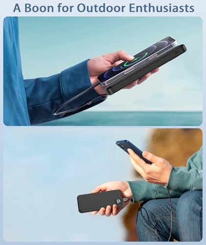 2025 Ultra-Slim 10,000 m Ah Portable Charger with Built-In Cables – High-Speed 3 A Power Bank for i Phone 16/15/14 & More – Essential Travel Companion for Effortless Charging On-the-Go