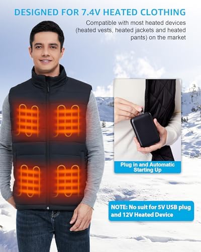 Ultimate 7.4 V 16000 m Ah Heated Vest Battery Pack – Compatible with ORORO & Venustas – High-Capacity Rechargeable Power Bank with LED Display – Fast Charging & Lightweight Design for All-Day Comfort in Cold Weather