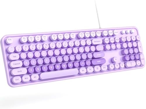 Experience Ultimate Clarity with the Large Print Wired Office Keyboard – 104 Full-Sized Typewriter Keys for Enhanced Visibility, Ergonomic Design, and Instant USB Plug & Play Compatibility for Windows and PCs – Perfect for Home and Office Use