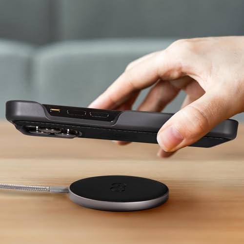 Dreem Empower Magnetic Wireless Charger Pad – High-Speed Mag Safe & Qi-Certified Charging Solution with Premium Vegan Leather Finish in Coffee – Effortless Device Alignment & Enhanced Overheat Protection for a Stylish, Tangle-Free Experience