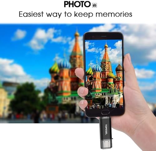 TOPESEL 64 GB Dual Type C USB Flash Drive – High-Speed 2-in-1 Thumb Drive with USB 3.0/3.1 Gen1 Compatibility, LED Indicator, and Portability for Effortless File Sharing Between PCs and Smartphones – Ideal for All Your Data Storage Needs